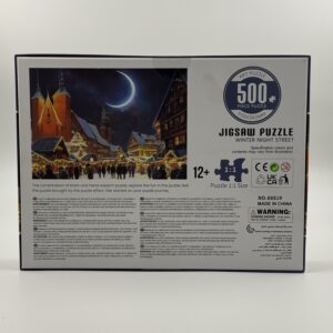 پازل تصویری خیابان زمستانی زیر نور ماه | Winter Night Street Jigsaw Puzzle