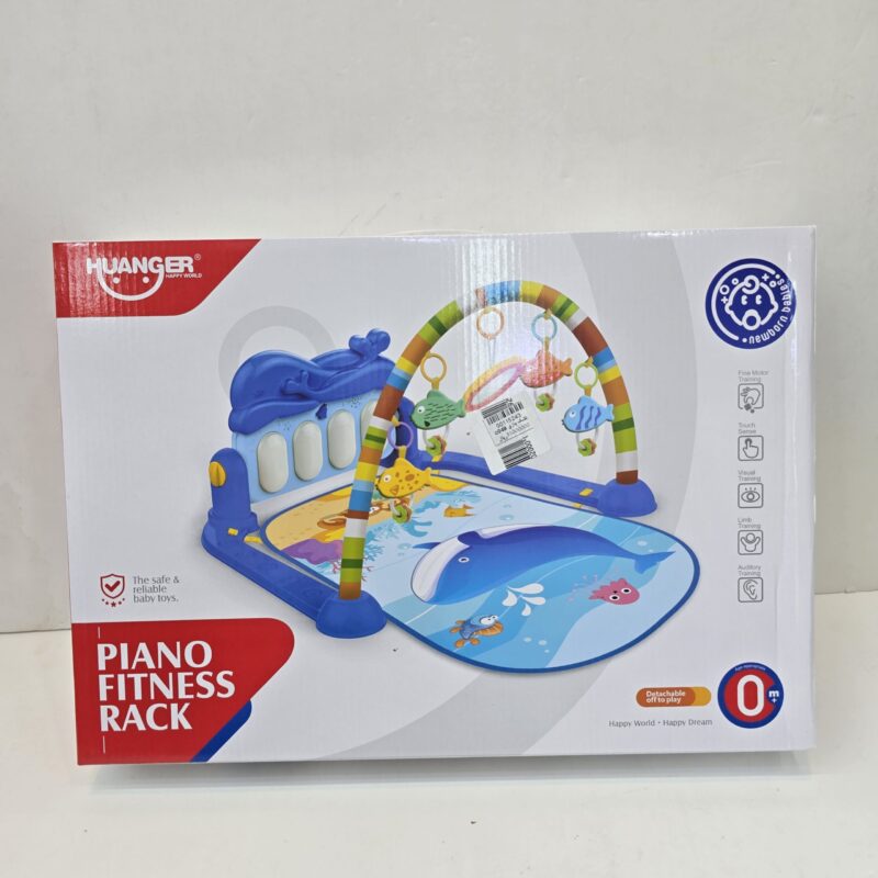تشک بازی و پلی جیم پیانودار Huanger مدل Piano Fitness Rack طرح نهنگ آبی