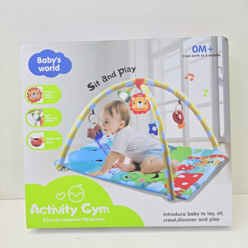تشک بازی و پلی جیم دو کمانه نوزاد Baby’s World مدل Activity Gym طرح شیر و جنگل