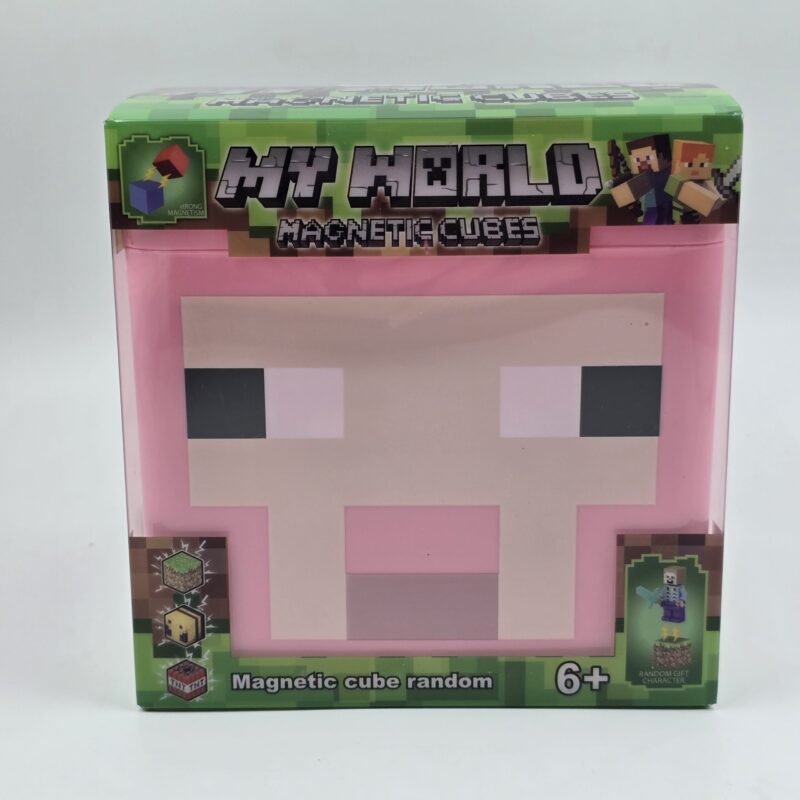 لگو مگنتی ماینکرافت مدل My World Magnetic Cubes با باکس طرح گوسفند صورتی